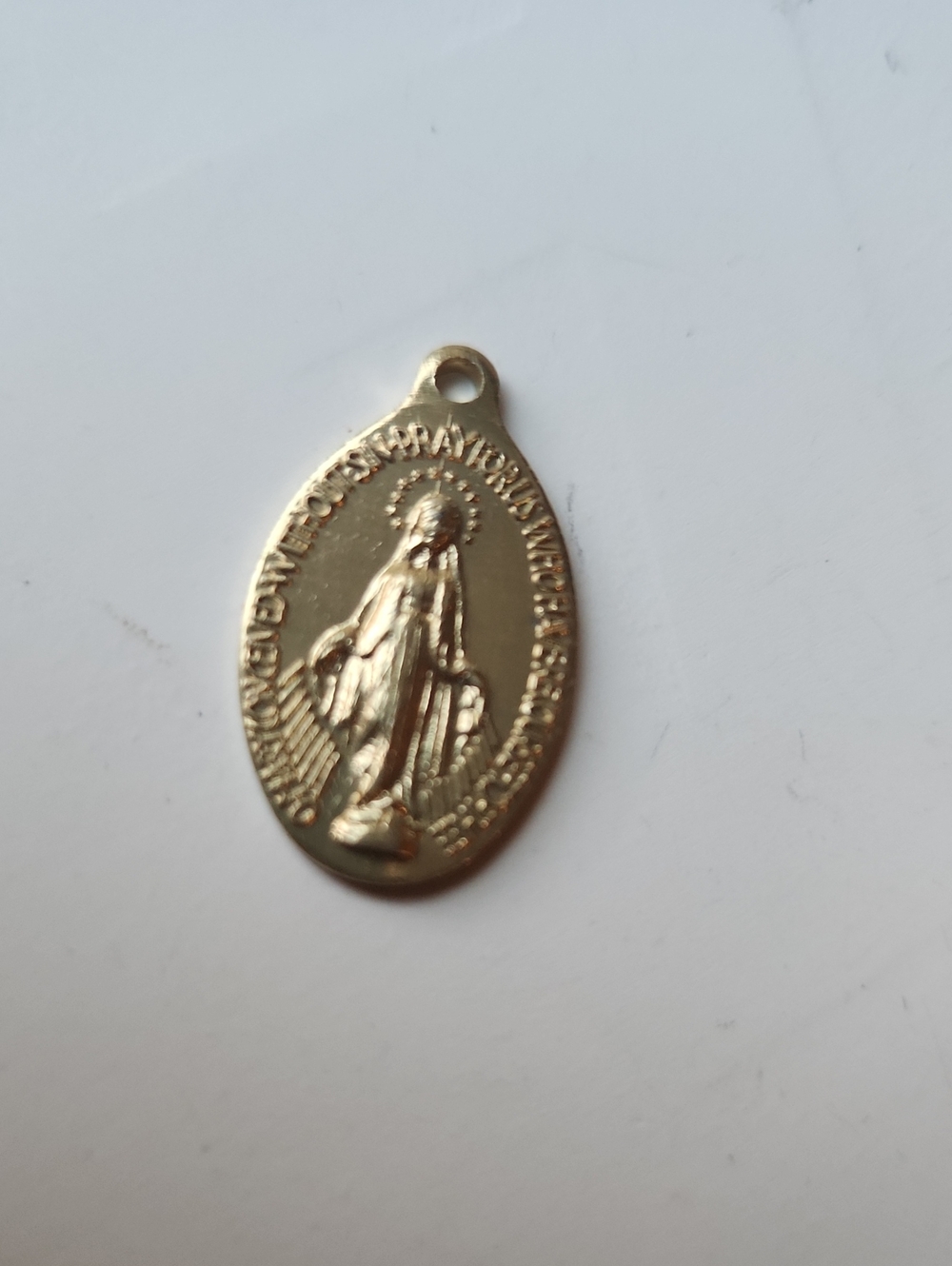 Gold Religious Medal Pendant - Classic Oval Charm